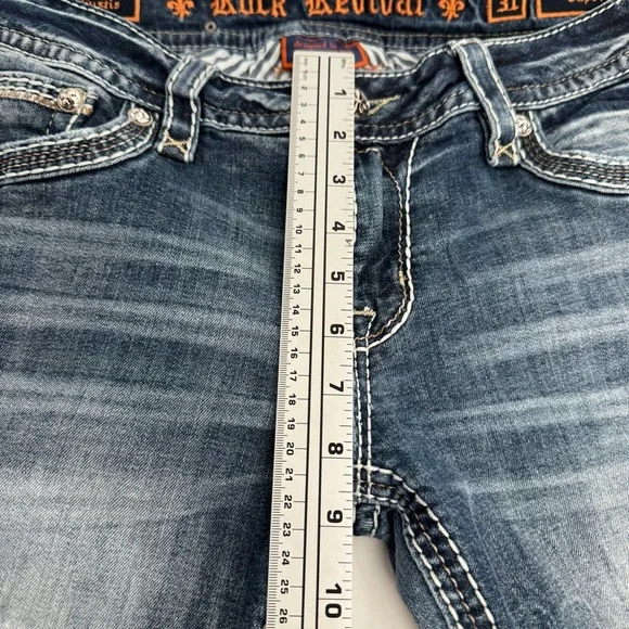 Rock Revival Eustis Capri  Embellished Jeans Thick Stitching 31W X 20.5L - Picture 11 of 16